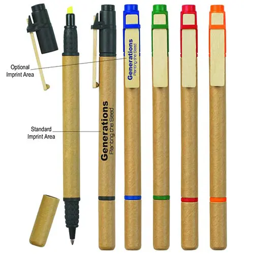 Pen highlighter combo - Double-ended barrel writing instrument