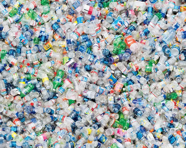 Massive amount of used plastic beverage bottles for recycling