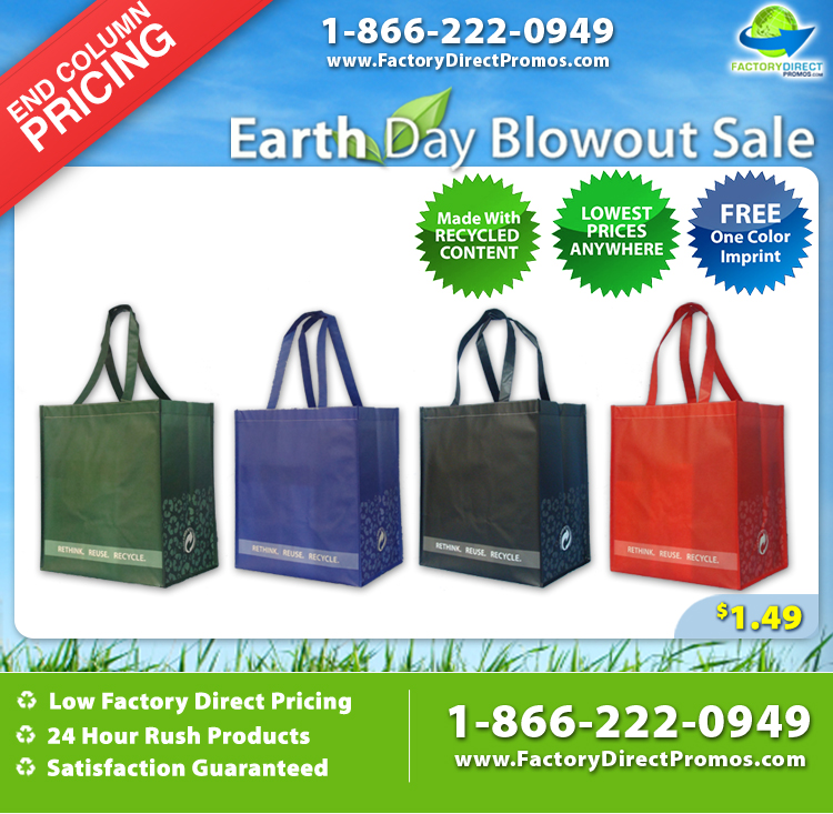 Earth Month Blowout Sale on Reusable Bags from Factory Direct Promos