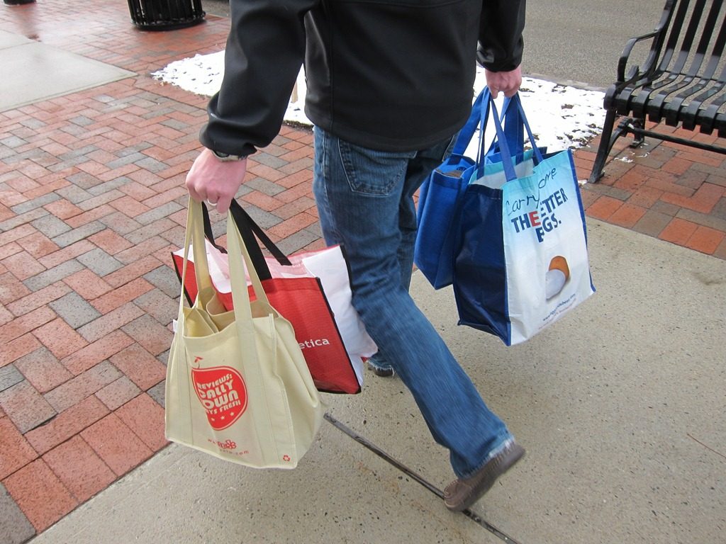 Shopper with bags