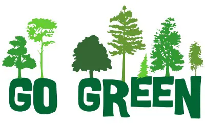 Tree illustrations with Text: Go Green