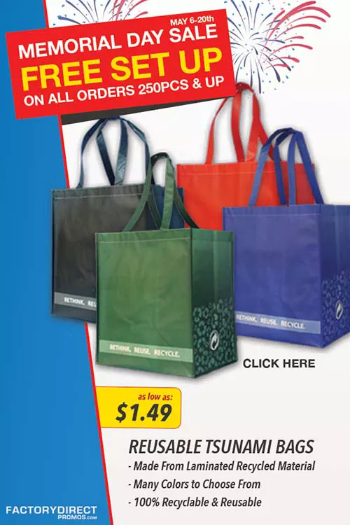 Memorial Day reusable bag made from recycled material sale