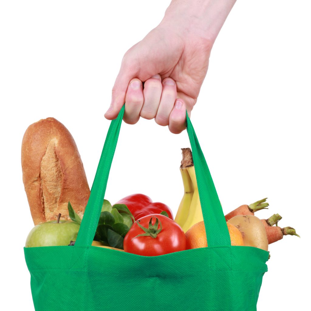 Reusable Grocery Bag Filled with Food