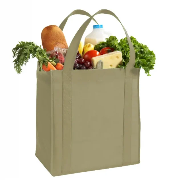 Wholesale Custom Reusable Grocery Bags, Bulk - Tan