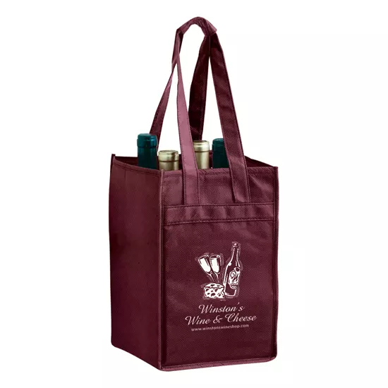 Custom 4 Bottle Wine Bags Wholesale Logo Imprint Factory