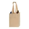 Custom 4-Bottle Wine Totes - Tan