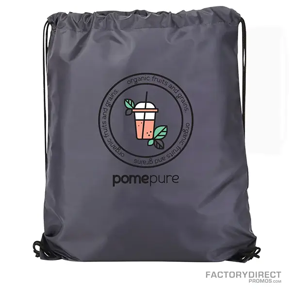 Custom Promotional Charcoal Polyester Drawstring Bags in Bulk