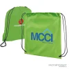 Custom Promotional Lime Green Polyester Drawstring Bags in Bulk