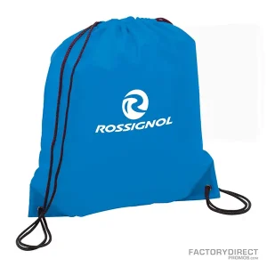 Custom Promotional Process Blue Polyester Drawstring Bags in Bulk