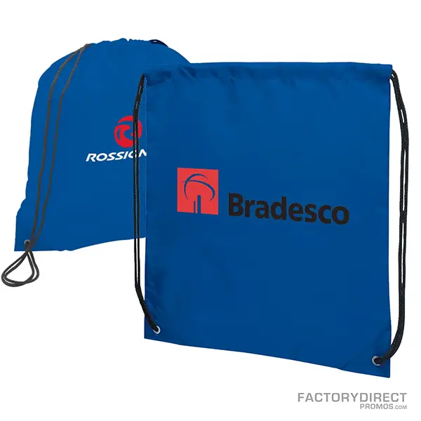 Customizable Promotional Blue Polyester Drawstring Bags