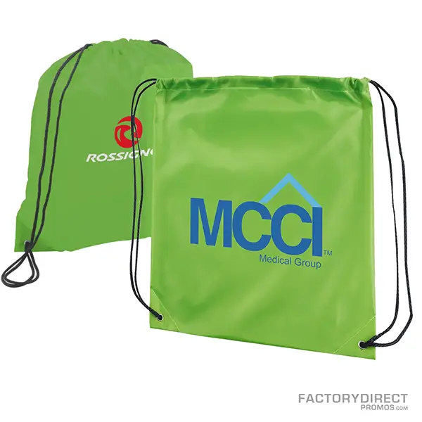 Customizable Promotional Lime Green Polyester Drawstring Bags