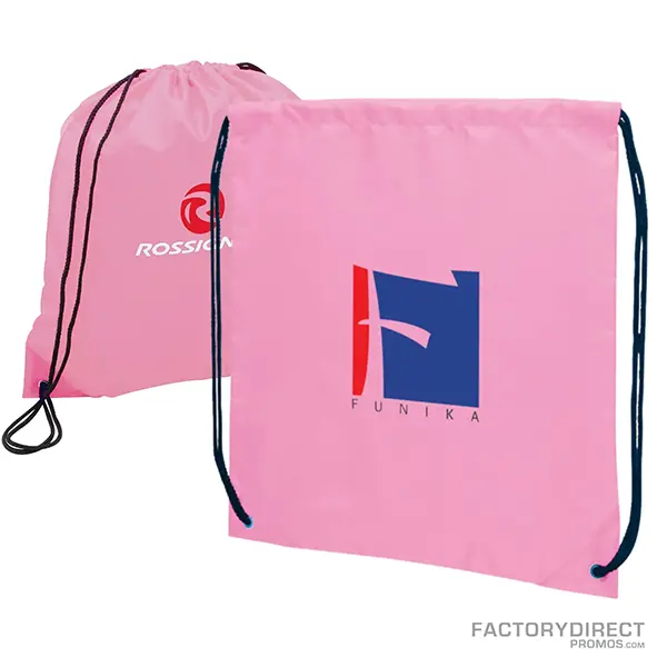 Custom Promotional PinkPolyester Drawstring Bags