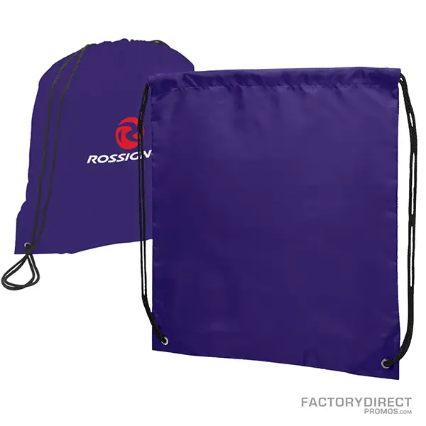 Customizable Promotional Purple Polyester Drawstring Bags
