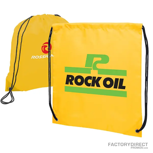 Customizable Promotional Yellow Polyester Drawstring Bags