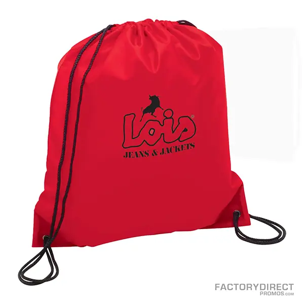 Custom Promotional Red Polyester Drawstring Bags in Bulk