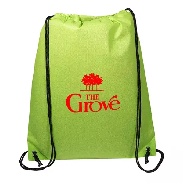 Custom Drawstring Backpack / Cinch Bags Bulk - Lime Green