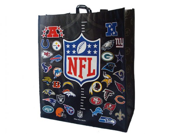 Custom Reusable Grocery Bag with company logo and branding for a sporting league