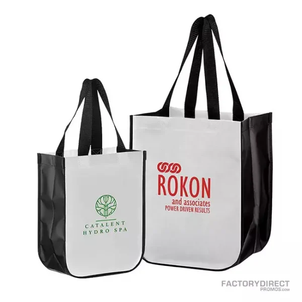 Custom Recycled Bags - White with Black Sides