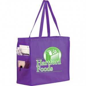Purple Eco-shopper promotional tote with side pockets