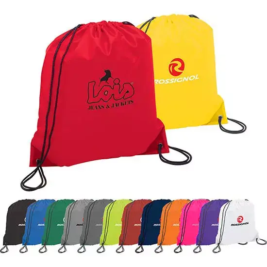 Polyester Drawstring Backpacks Lightweight Cinch Sack Bags Set of 6