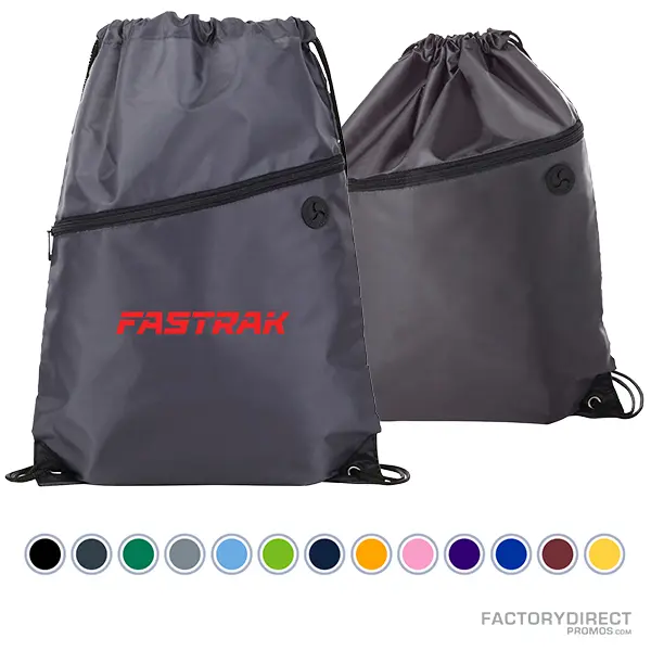 Custom promotional drawstring bags with easy close cinching. Many available colors.
