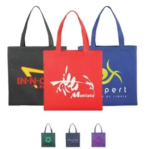 Trade show bags made from recycled materials customized with printed logo
