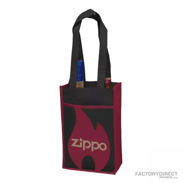 Custom Black and wine colored custom 2-bottle wine bag