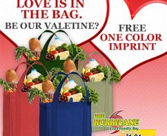 Love Is In the Reusable Shopping Bag! Free One Color Imprint Through Feb. 26th