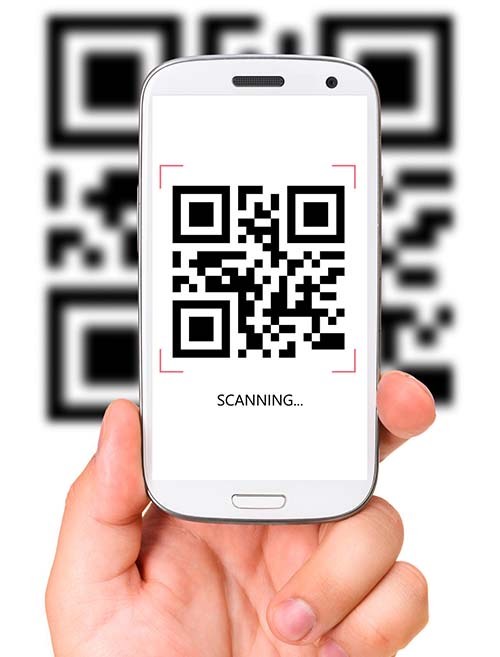 Phone scanning a QR code.