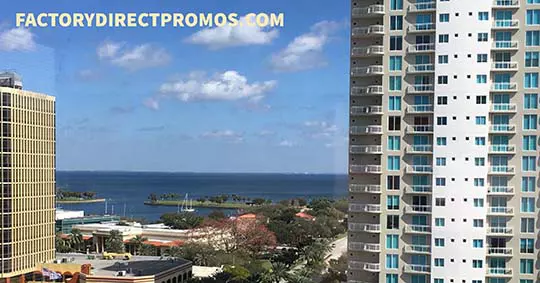 High-rise apartment building in St. Petersburg, Florida in front of ocean