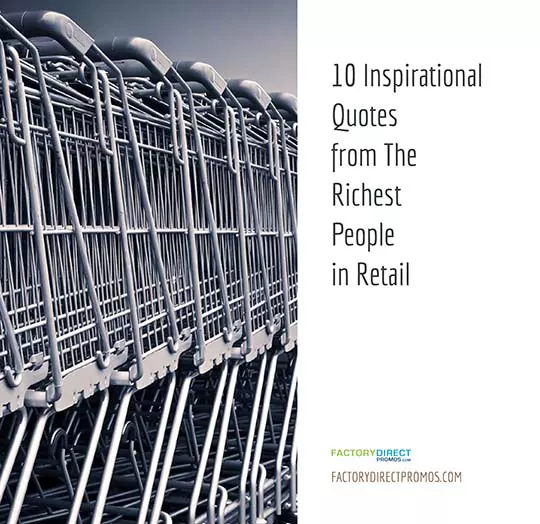 Metal grocery store shopping carts pushed together with caption: 10 Inspirational Quotes from The Richest People in Retail