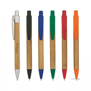 Custom Bamboo Barrel Pens in Assorted Colors