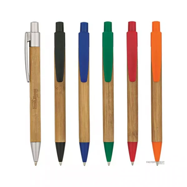 Custom Bamboo Barrel Pens in Assorted Colors