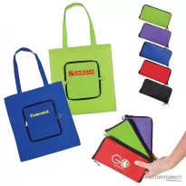 zippable folding custom reusable totes