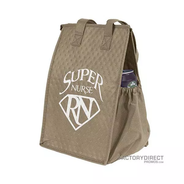Custom Reusable Insulated Lunch Cooler Bags - Khaki / Tan