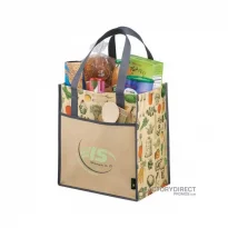 Custom Printed Non-Woven Reusable Shopping Bag with Exterior Pocket