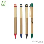 Recycled paper custom promotional pens in an assortment of colors