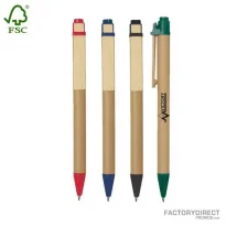 Recycled paper custom promotional pens in an assortment of colors