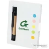 Personalized custom notebook with pen, pad of paper and sticky notes with white cover