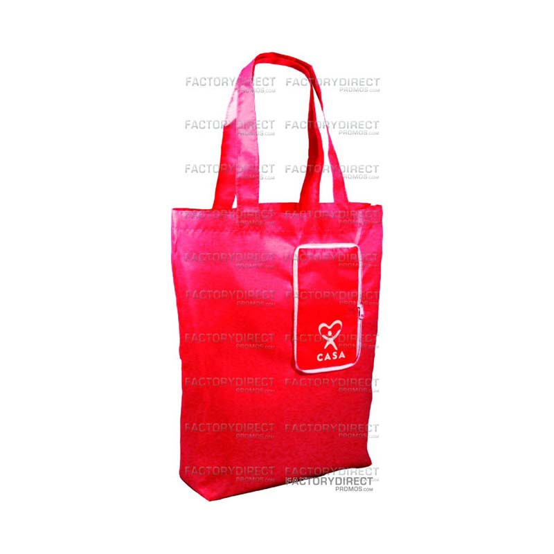 Zip-Up Folding Custom Tote Bags - 13.4 x 14.5