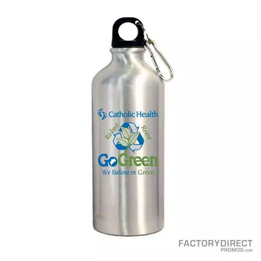 Custom Printed Logo on a Silver Aluminum Water Bottles Bulk Ordering