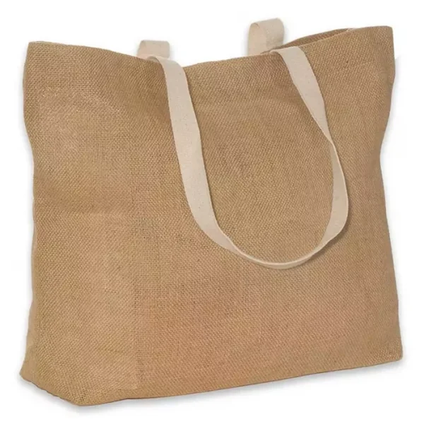Natural custom biodegradable jute bag with top closure