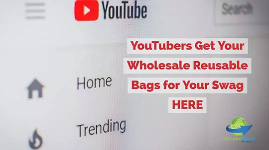 Detail photo of computer screen showing pixel grid with caption: YouTubers Get Your Wholesale Reusable Bags for Your Swag Here