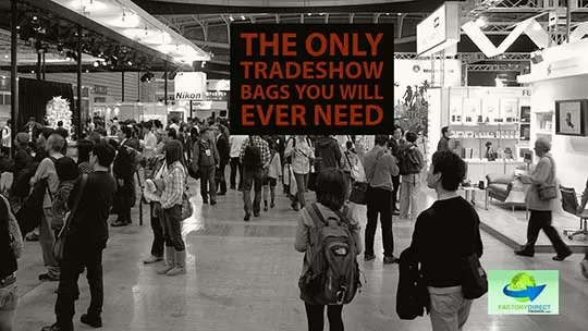 People at a trade show in black-and-white