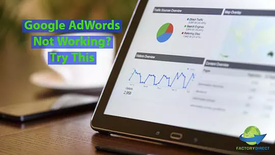 Dashboard analytics on tablet with caption: Google Ads Not Working? Try This