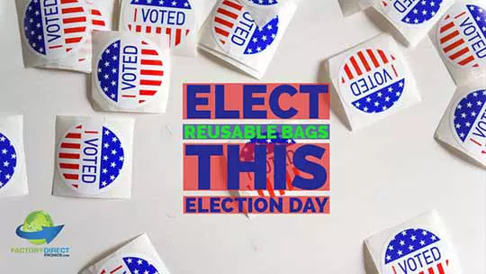 "I voted" election stickers randomly placed as background for caption