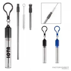 Customizable Collapsible Stainless Steel Straw Kit