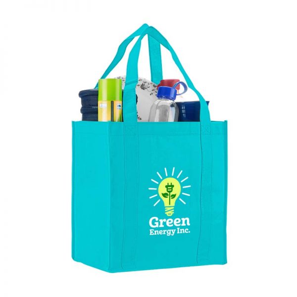 Logo promotional grocery tote - Teal