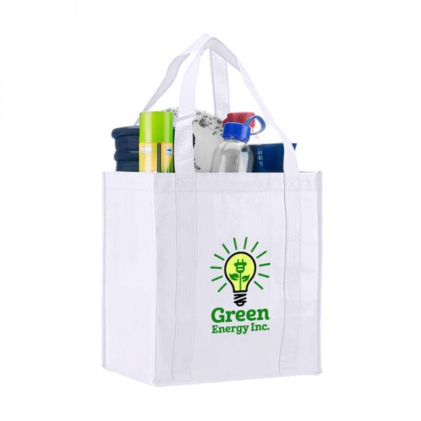 Logo promotional grocery tote - White