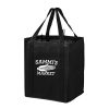 All-In-One Grocery Bag with interior bottle compartment holders, pockets and a hanging loop - Black